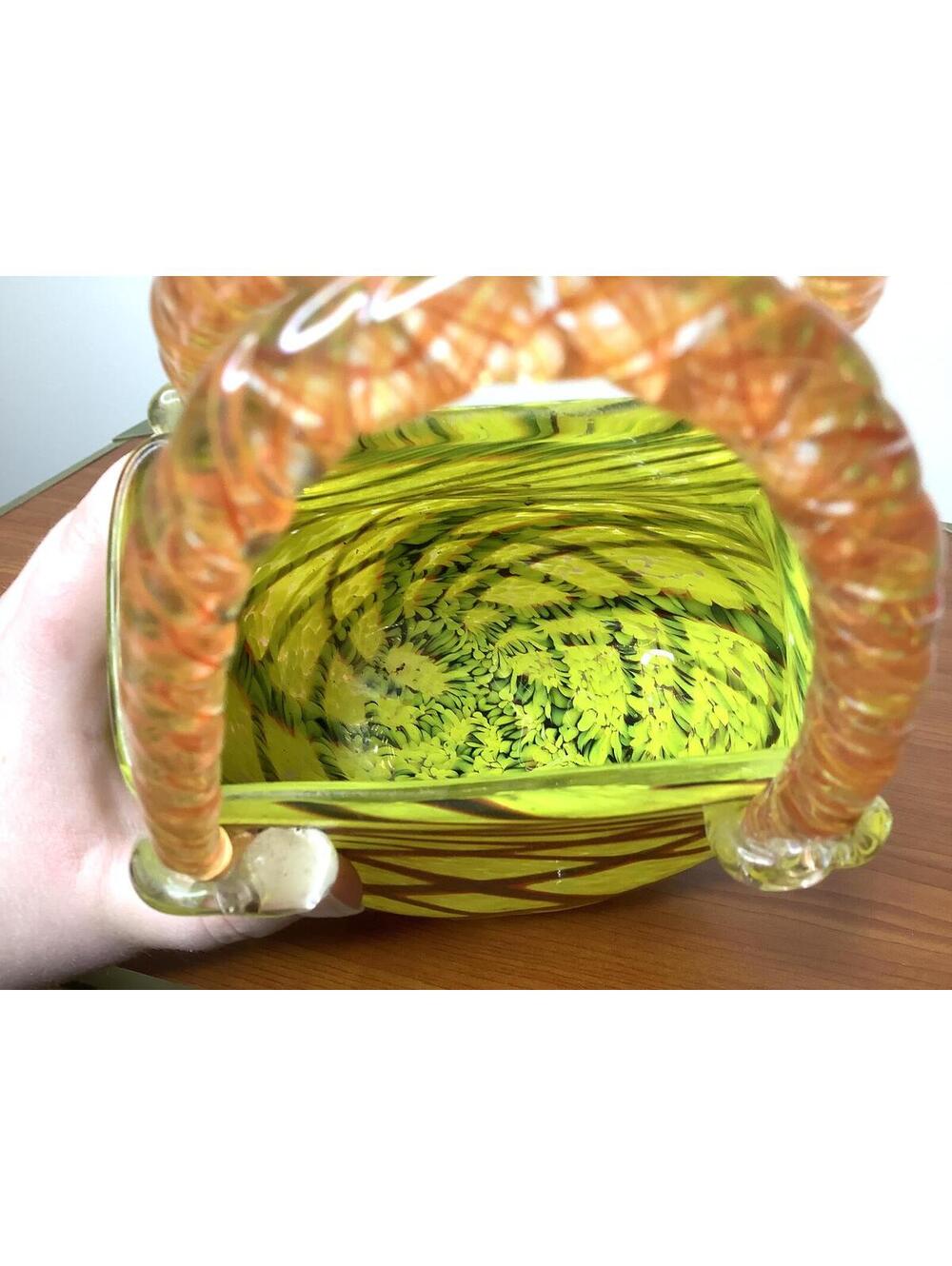 < Vintage Murano Style Art Glass Purse Sculpture/Vase/Catch-All > - Picture 9 of 10